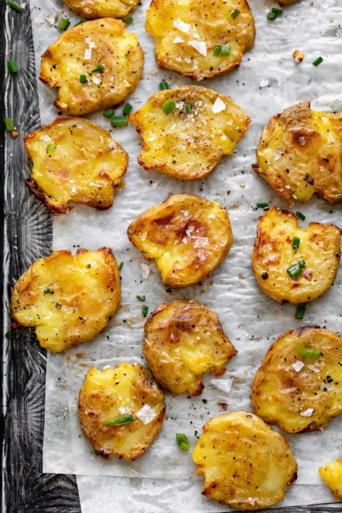 Garlic Smashed Air Fryer Potatoes