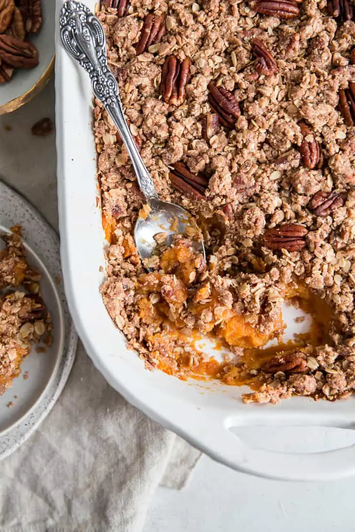 Sweet Potato Casserole with Pumpkin Seed-Oat Crumble