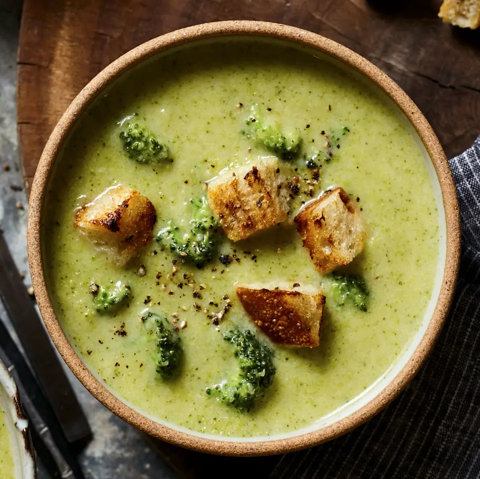 Cheesy Broccoli And Pea Soup