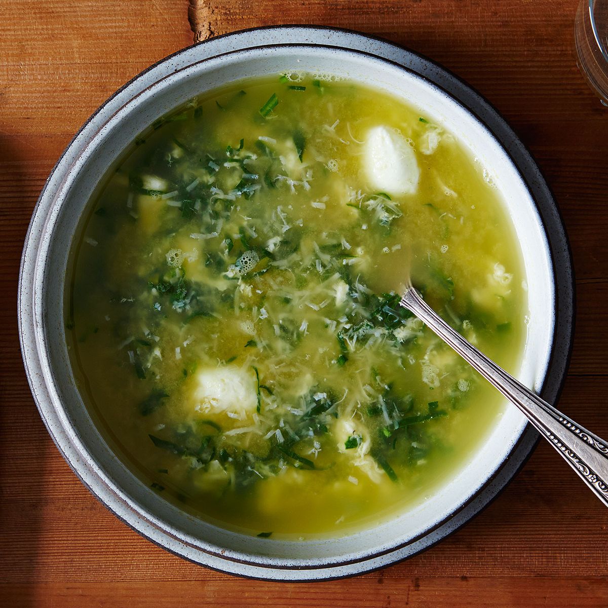 Lighter Spinach and Parmesan Egg Drop Soup